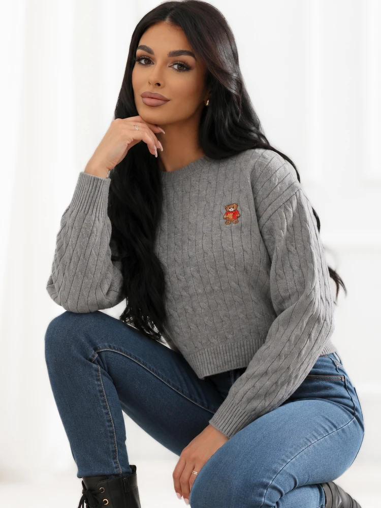Italy Moda Sweter-IR-SW-QF3080.70-pilka
