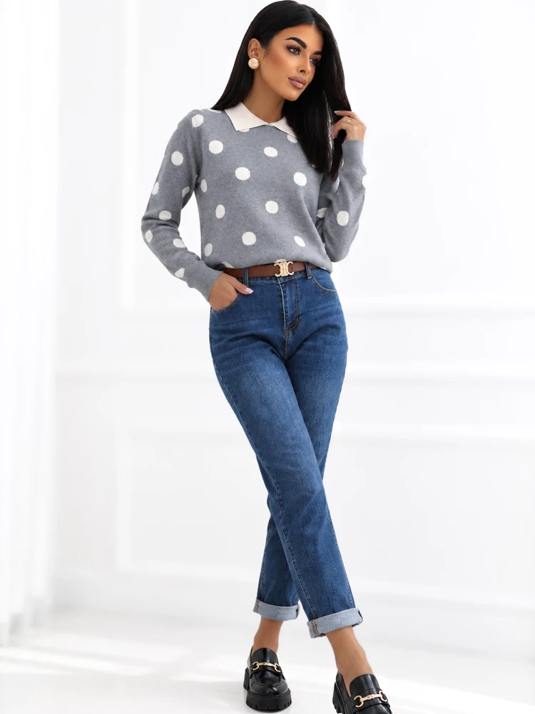 Italy Moda Sweter-IR-SW-QF3203.18-pilka
