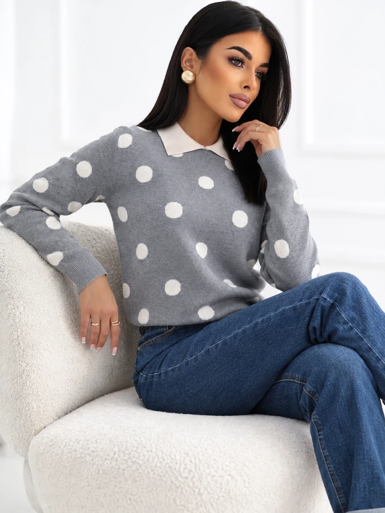 Italy Moda Sweter-IR-SW-QF3203.18-pilka
