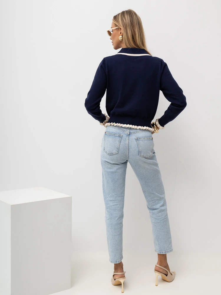 Italy Moda Sweter-IR-SW-QF9581.13-tamsiai mėlyna