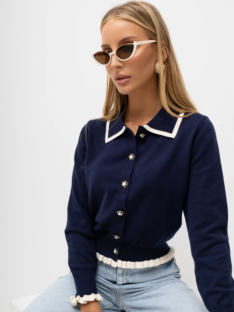 Italy Moda Sweter-IR-SW-QF9581.13-tamsiai mėlyna