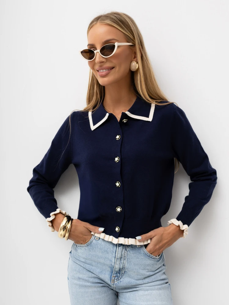 Italy Moda Sweter-IR-SW-QF9581.13-tamsiai mėlyna