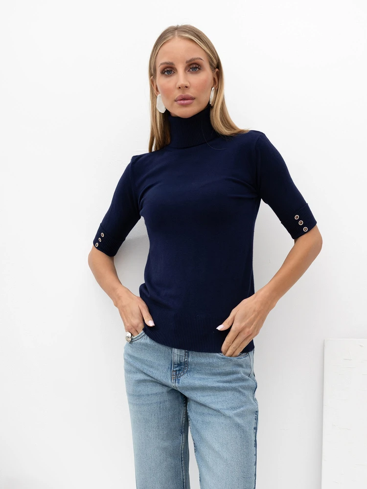 Italy Moda Sweter-IR-SW-RR1185.48-tamsiai mėlyna