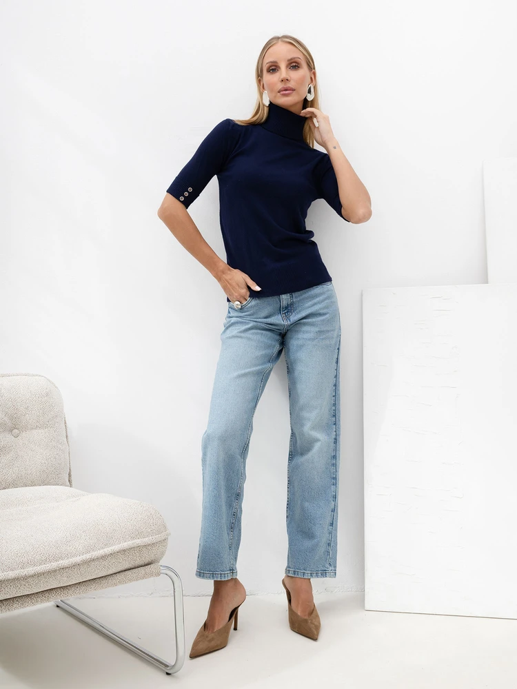 Italy Moda Sweter-IR-SW-RR1185.48-tamsiai mėlyna