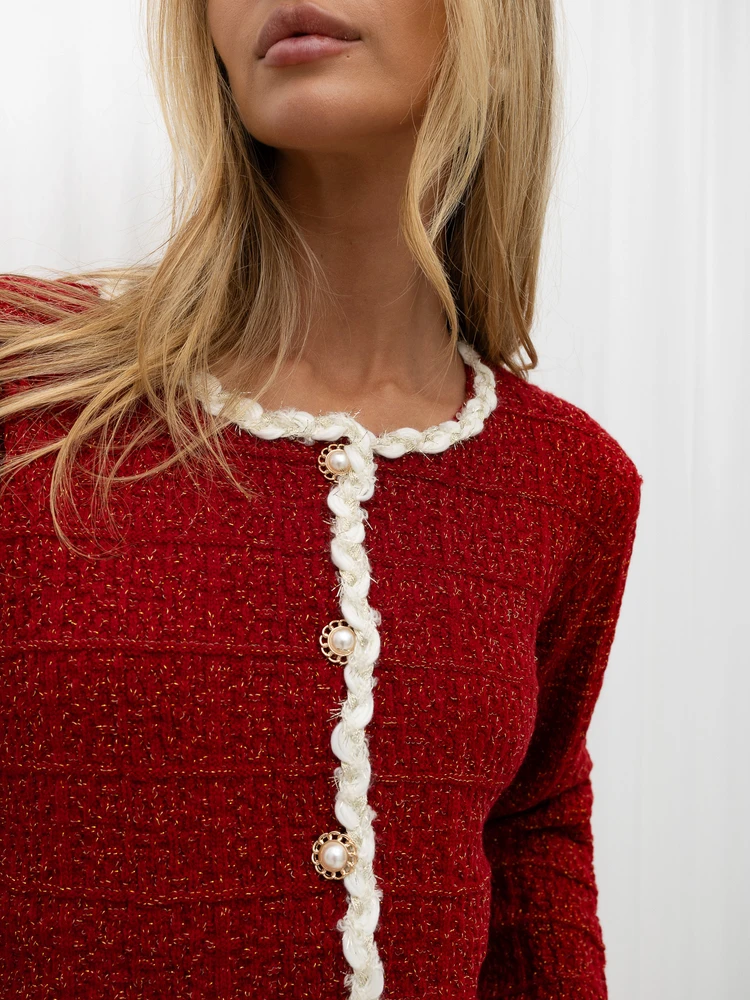 Italy Moda Sweter-IR-SW-RR1299.83-raudona