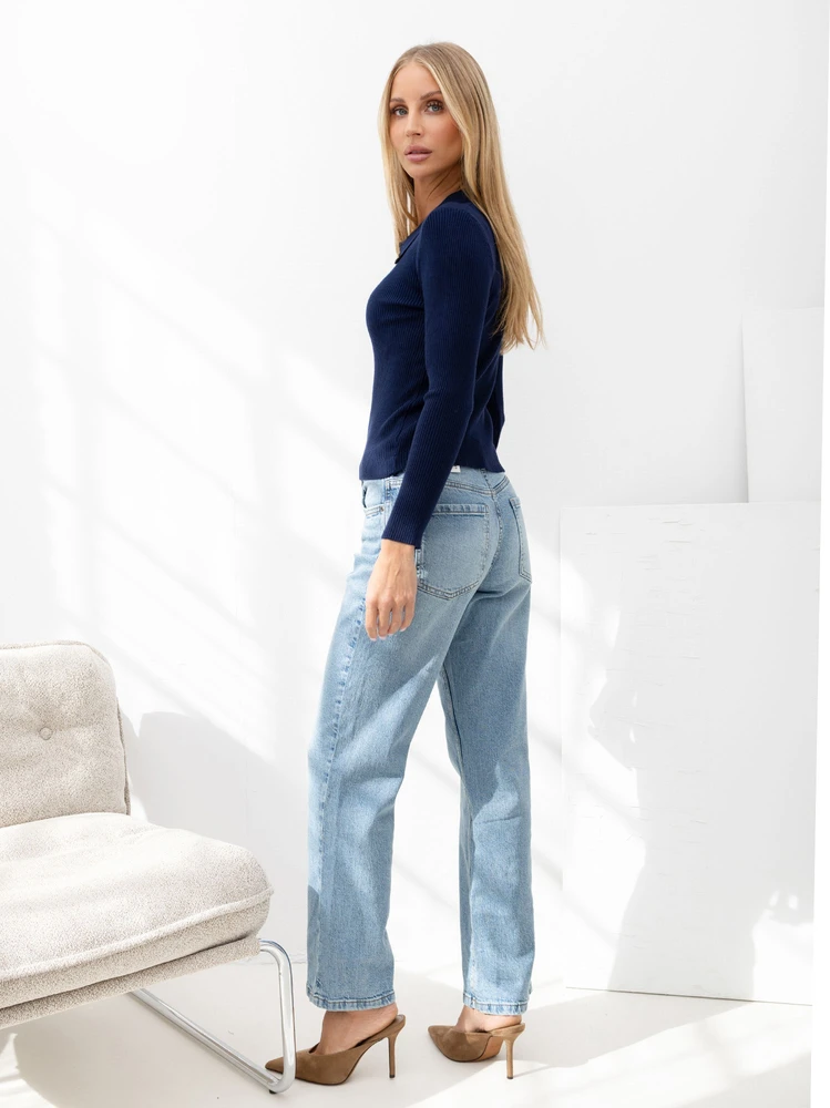 Italy Moda Sweter-IR-SW-RR1315.55-tamsiai mėlyna
