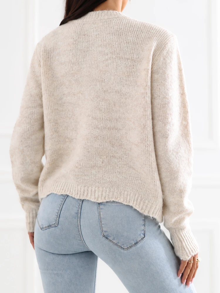 Italy Moda Sweter-IR-SW-RR986.22-jasny smėlio spalva
