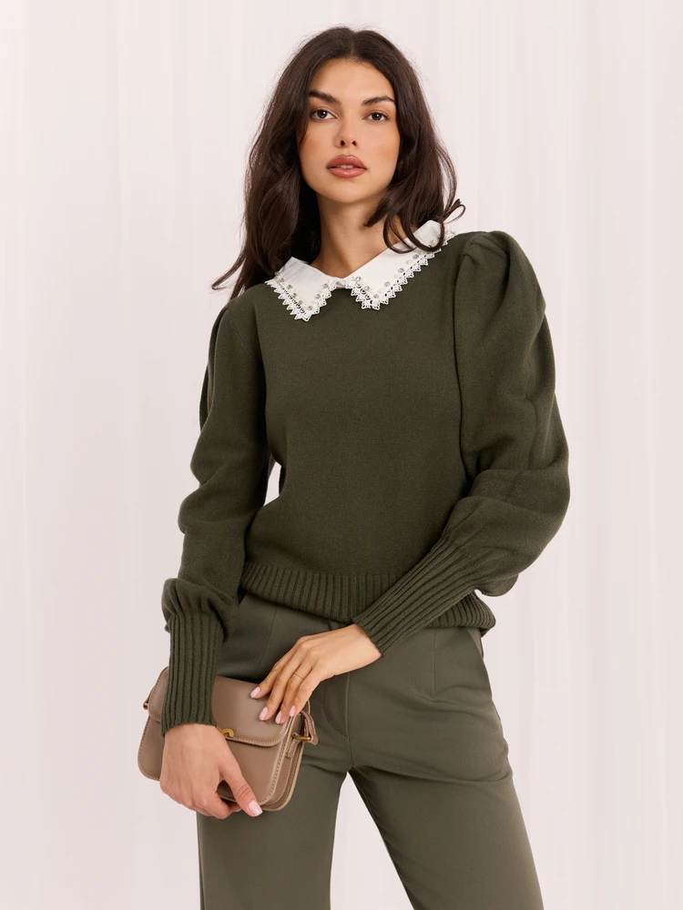 Italy Moda Sweter-IR-SW-YM926.13-khaki