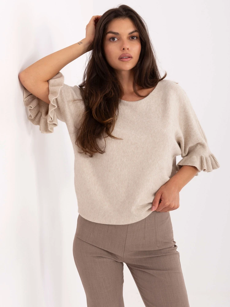 Italy Moda Sweter-IT-SW-99244.65-smėlio spalva