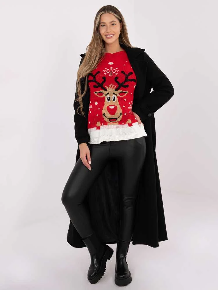 Italy Moda Sweter-MI-SW-0212.89-raudona