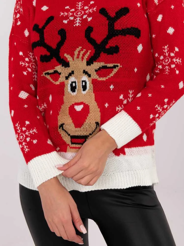 Italy Moda Sweter-MI-SW-0212.89-raudona
