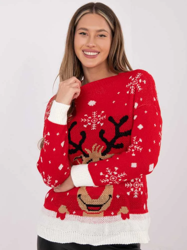 Italy Moda Sweter-MI-SW-0212.89-raudona