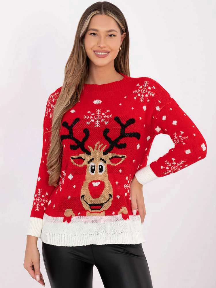 Italy Moda Sweter-MI-SW-0212.89-raudona