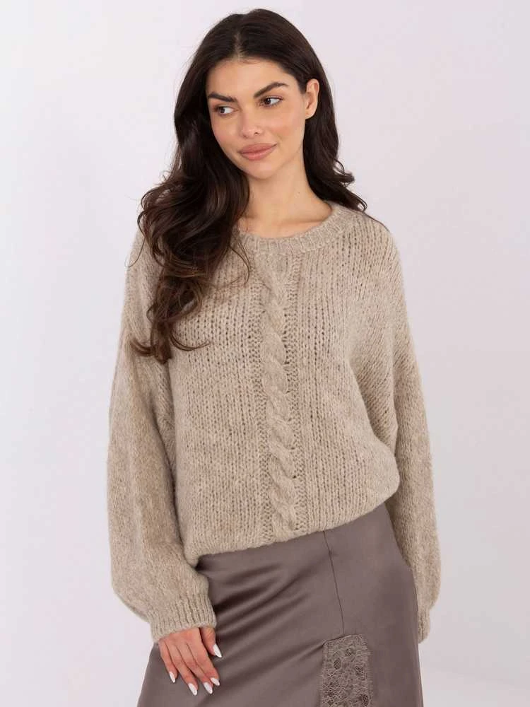 Italy Moda Sweter-MI-SW-1610.18-smėlio spalva
