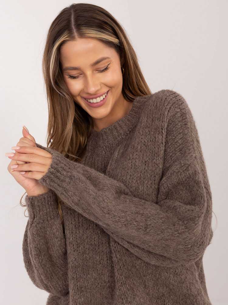 Italy Moda Sweter-MI-SW-1909.68-ciemny bezowy