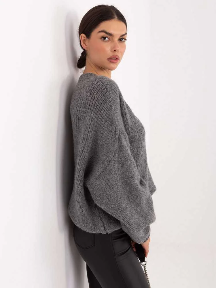 Italy Moda Sweter-MI-SW-1909.68-ciemny pilka
