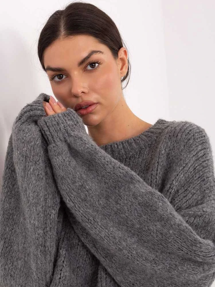 Italy Moda Sweter-MI-SW-1909.68-ciemny pilka