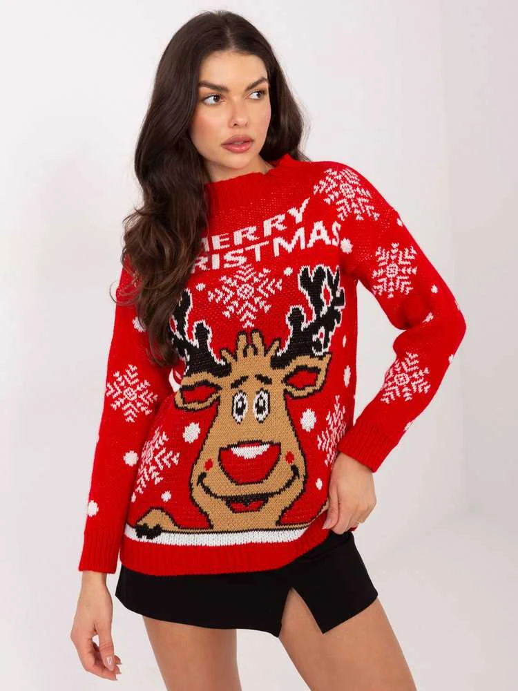 Italy Moda Sweter-MI-SW-19137.52-raudona