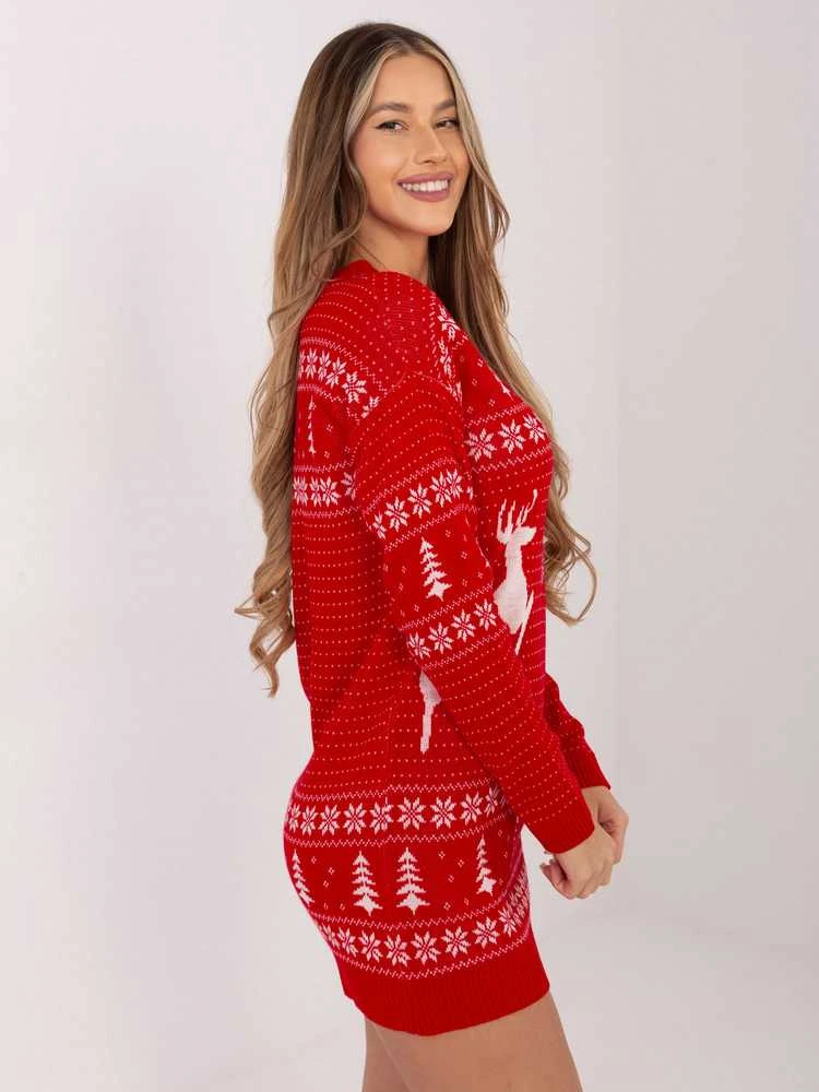 Italy Moda Sweter-MI-SW-20298.97-raudona