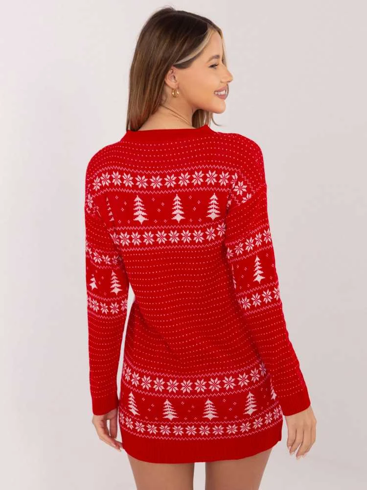 Italy Moda Sweter-MI-SW-20298.97-raudona