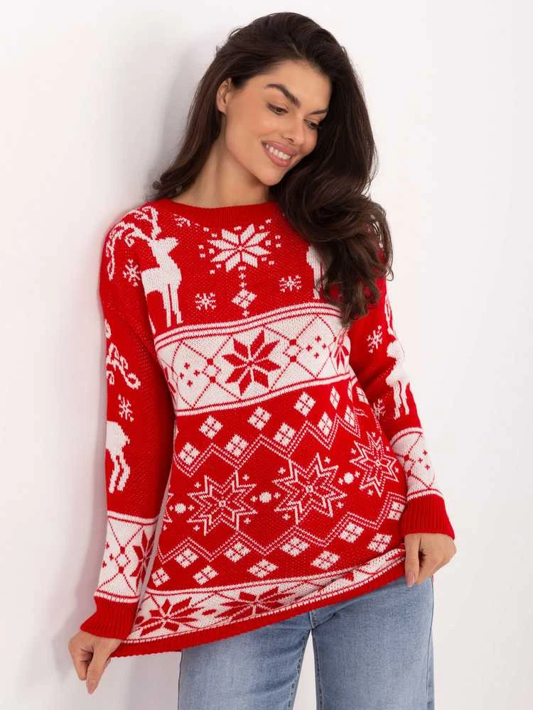 Italy Moda Sweter-MI-SW-21387.59-raudona