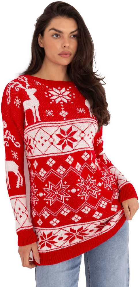 Italy Moda Sweter-MI-SW-21387.59-raudona