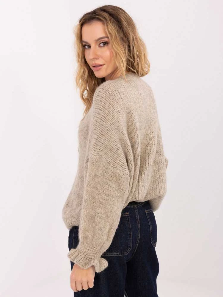 Italy Moda Sweter-MI-SW-2911.91-smėlio spalva