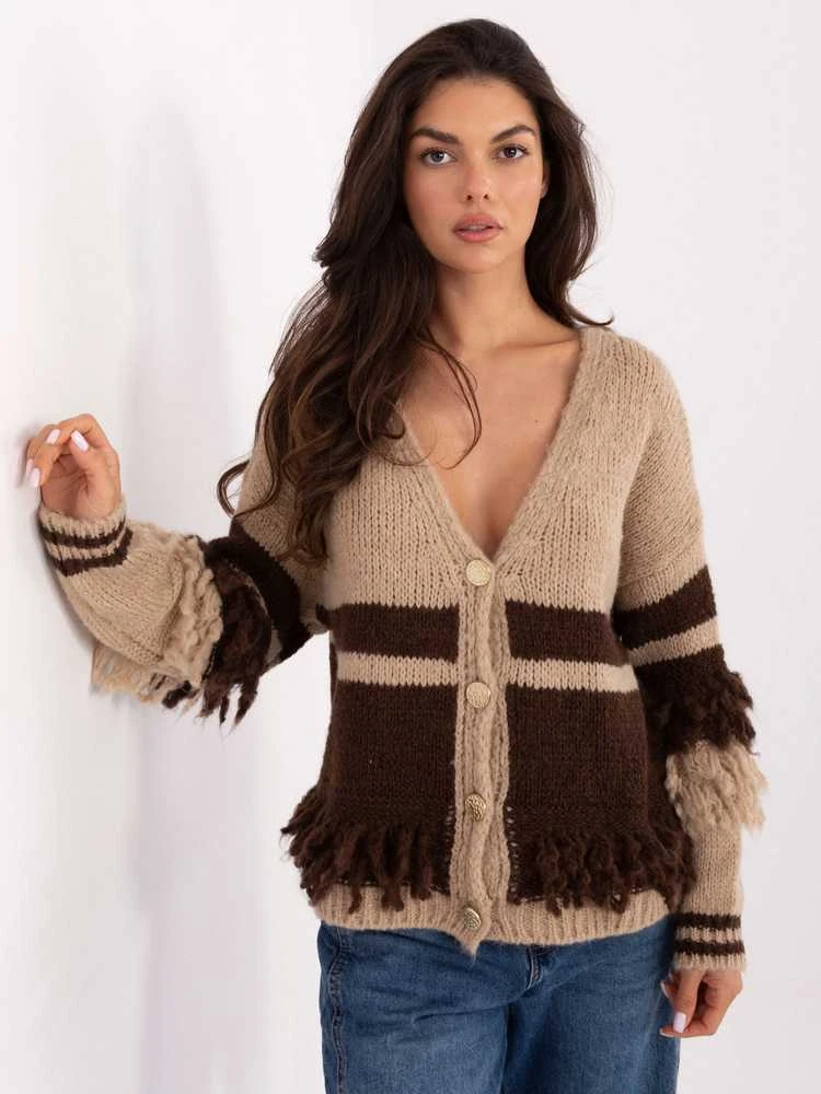 Italy Moda Sweter-MI-SW-3211.31-smėlio spalva