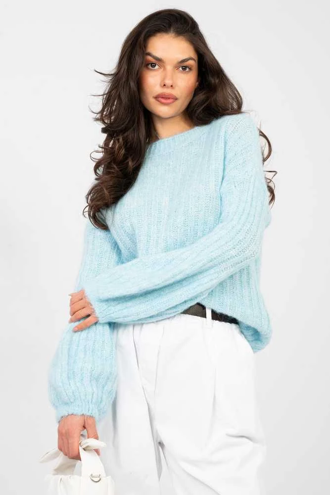Italy Moda Sweter-MI-SW-9642.01-šviesiai mėlyna