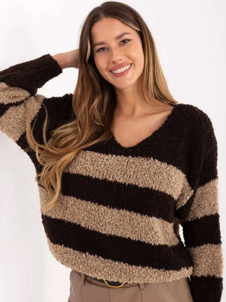 Italy Moda Sweter-MI-SW-WK3031.22-ciemny ruda