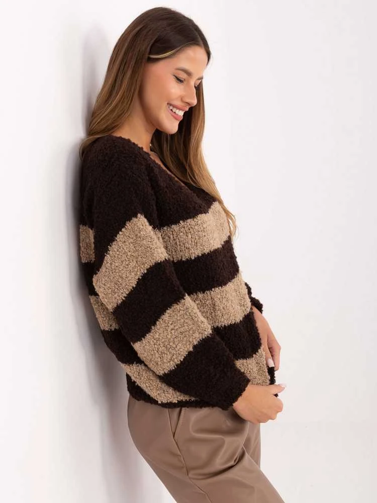 Italy Moda Sweter-MI-SW-WK3031.22-ciemny ruda