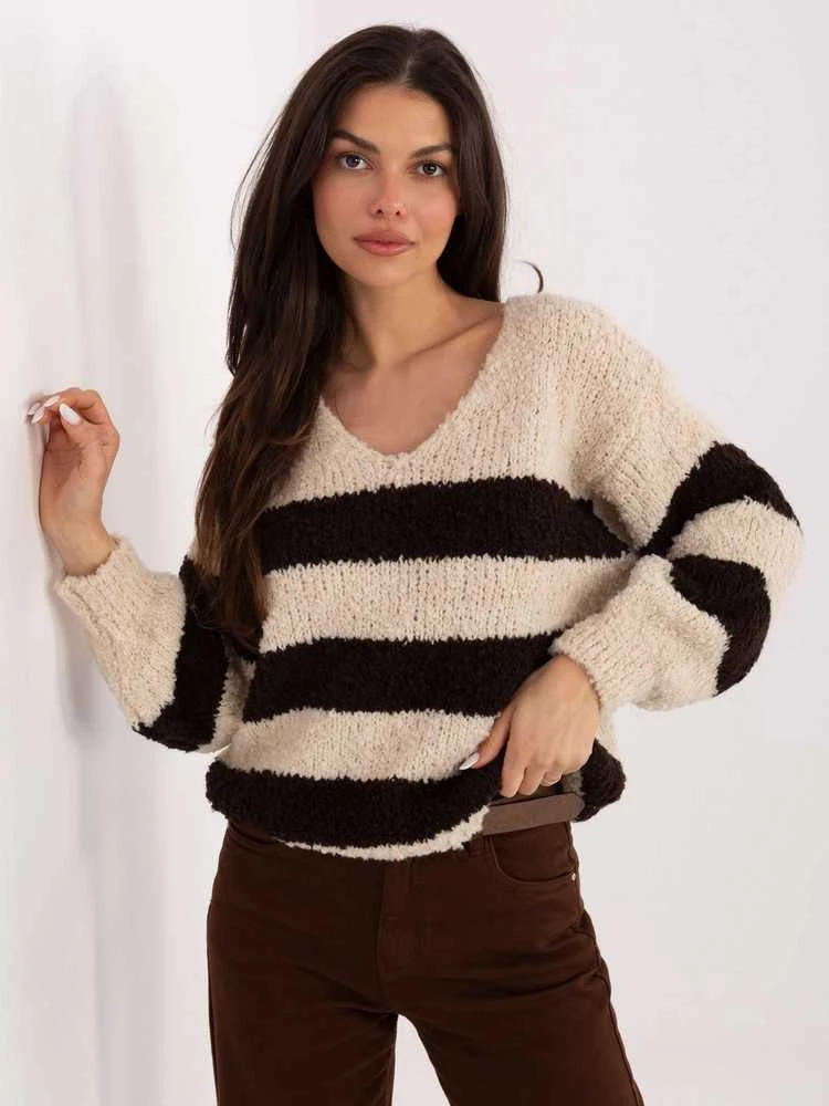 Italy Moda Sweter-MI-SW-WK3031.22-smėlio spalva
