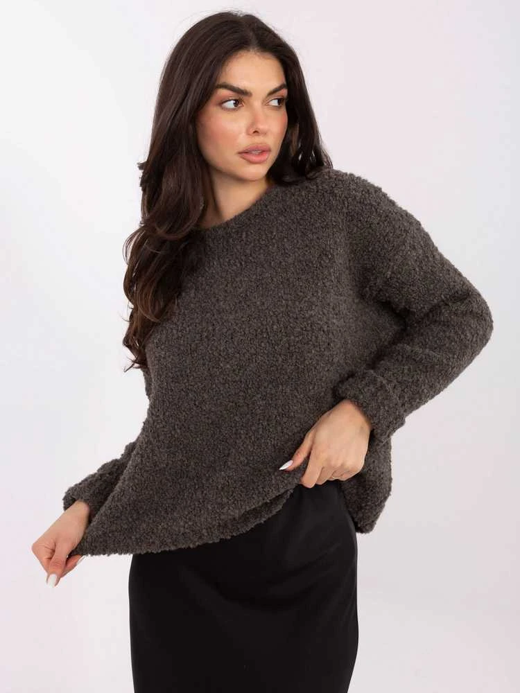 Italy Moda Sweter-MI-SW-WK32601.19-ciemny pilka