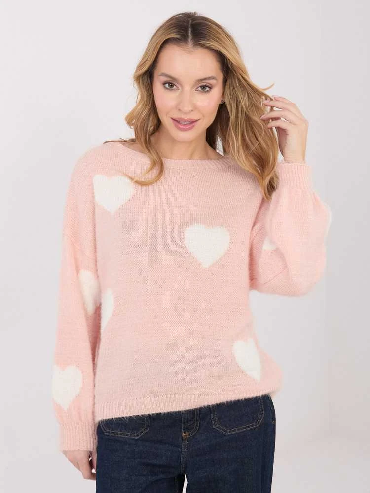 Italy Moda Sweter-MO-SW-1216.71-brzoskwiniowy