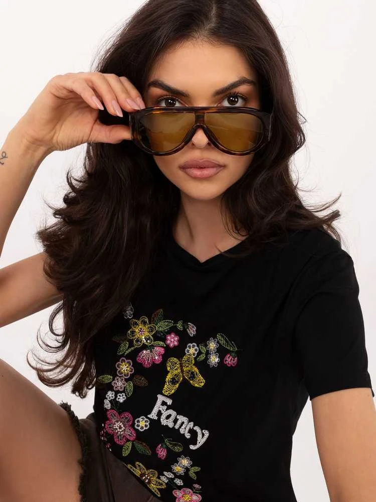 Italy Moda Marškinėliai moterims-IR-TS-R2670.30-juoda