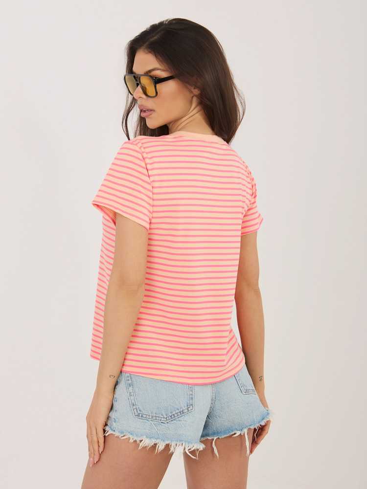 Italy Moda Marškinėliai moterims-IT-TS-22397.89-brzoskwiniowy