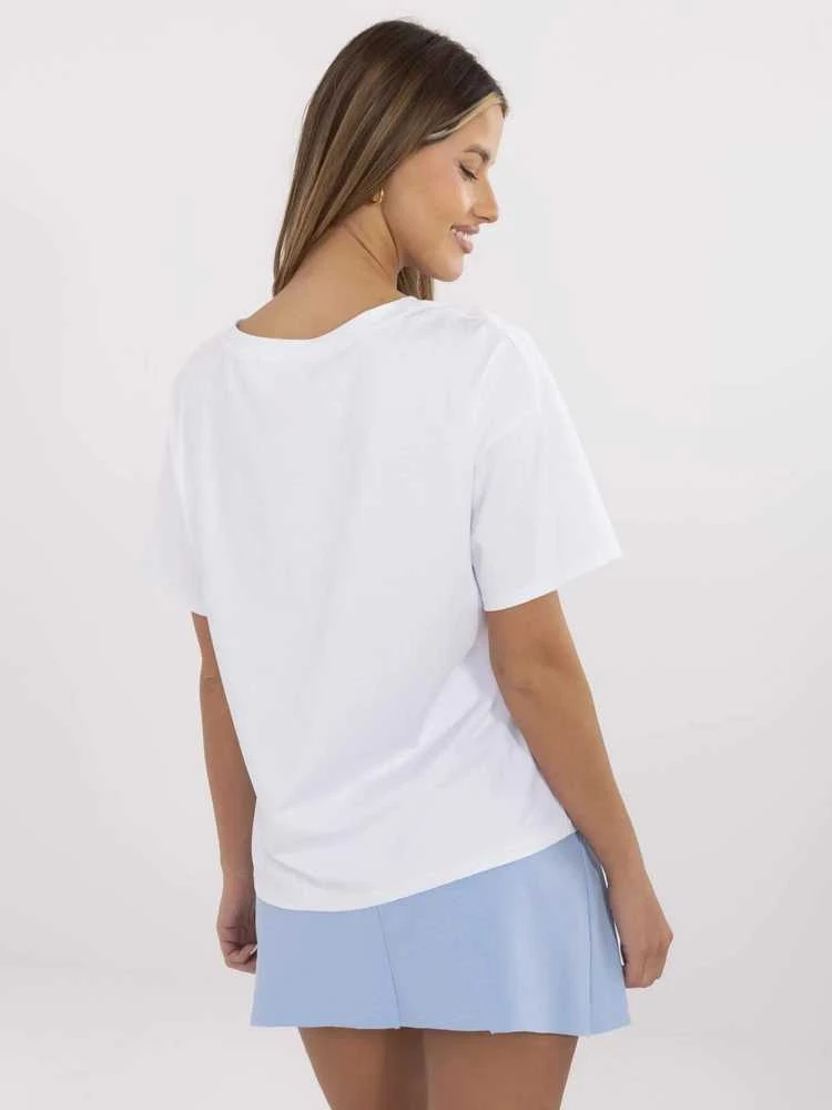 Italy Moda Marškinėliai moterims-MI-TS-M3221G.75-balta
