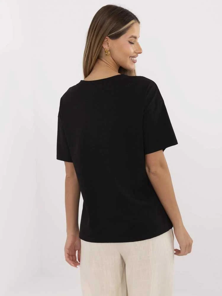 Italy Moda Marškinėliai moterims-MI-TS-M3221G.75-juoda