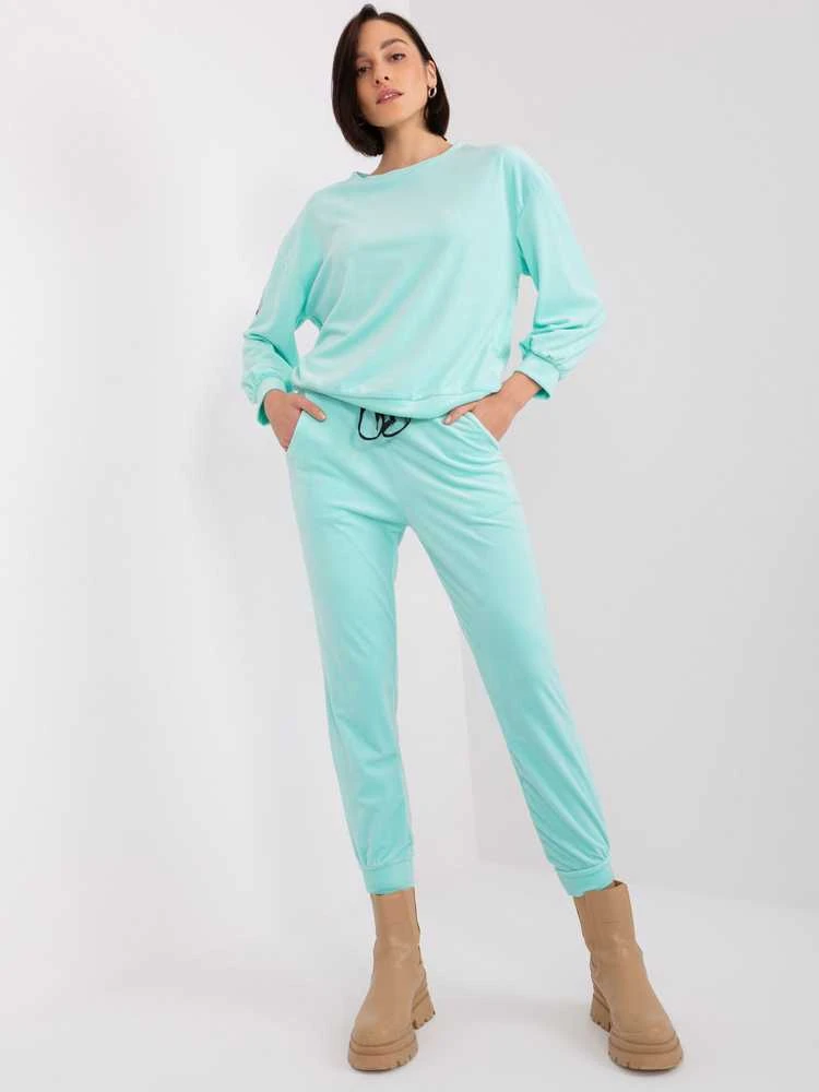 Italy Moda Veliūrinis komplektas moterimsDHJ-KMPL-8328.48-mietowy