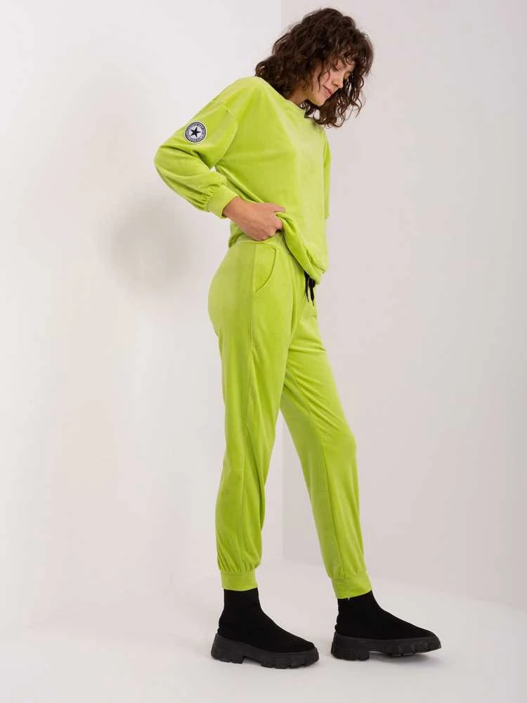 Italy Moda Veliūrinis komplektas moterimsDHJ-KMPL-8328.86-šviesiai žalia