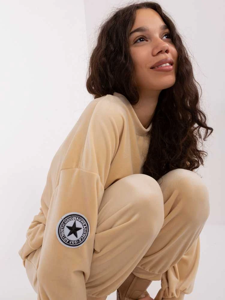 Italy Moda Veliūrinis komplektas moterimsDHJ-KMPL-8328.97-smėlio spalva