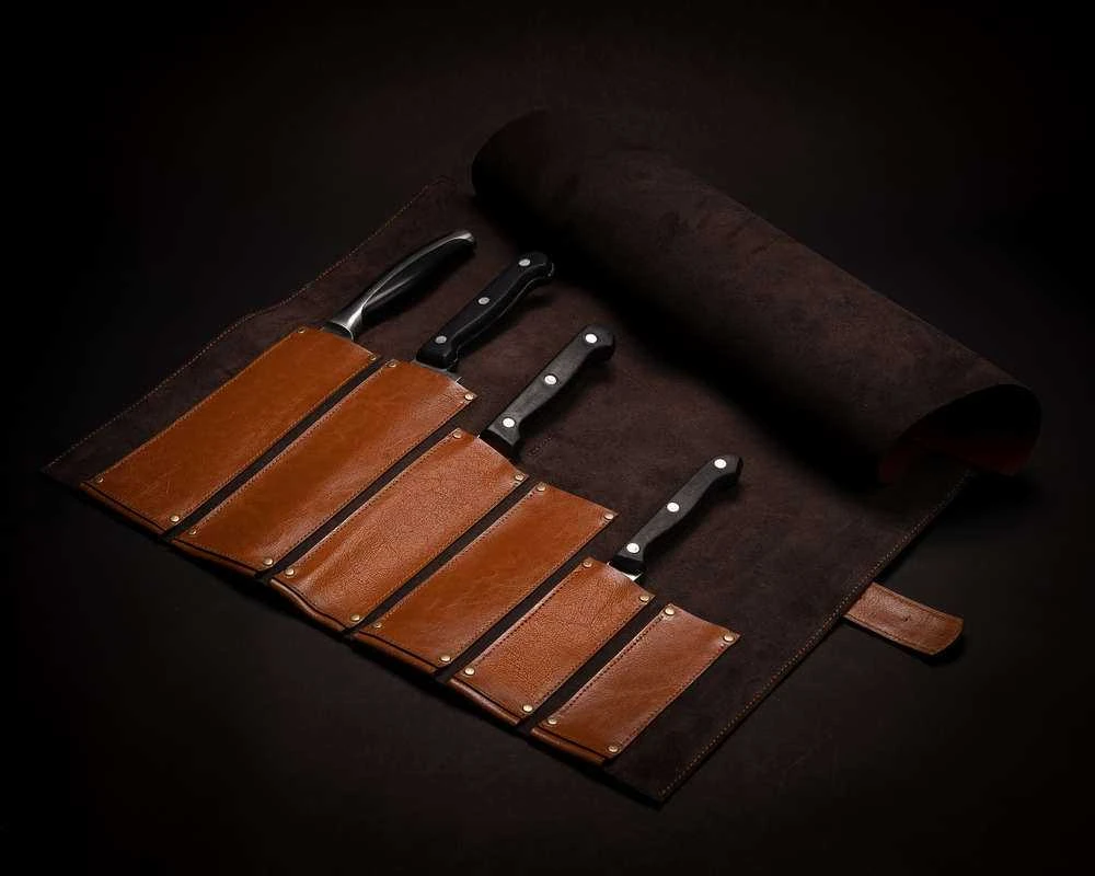 Solier Accessories Personalised leather knife case Solier SA44 vintage ruda