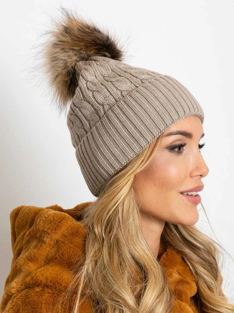 Wool Fashion Italia Cap-AT-CZ-173501.44-tamsiai smėlio spalvos