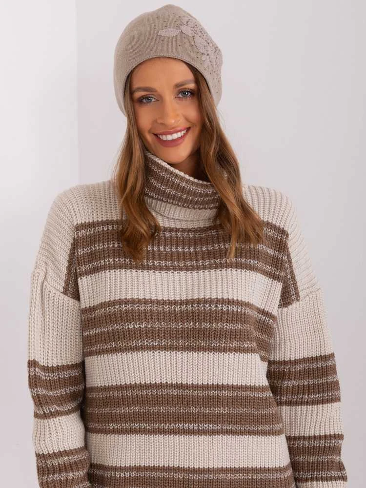 Wool Fashion Italia Cap-AT-CZ-23250.01P-tamsiai smėlio spalvos