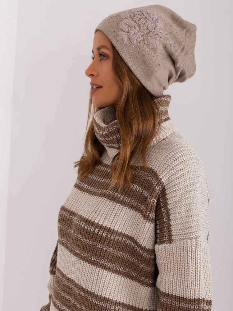 Wool Fashion Italia Cap-AT-CZ-23250.01P-tamsiai smėlio spalvos