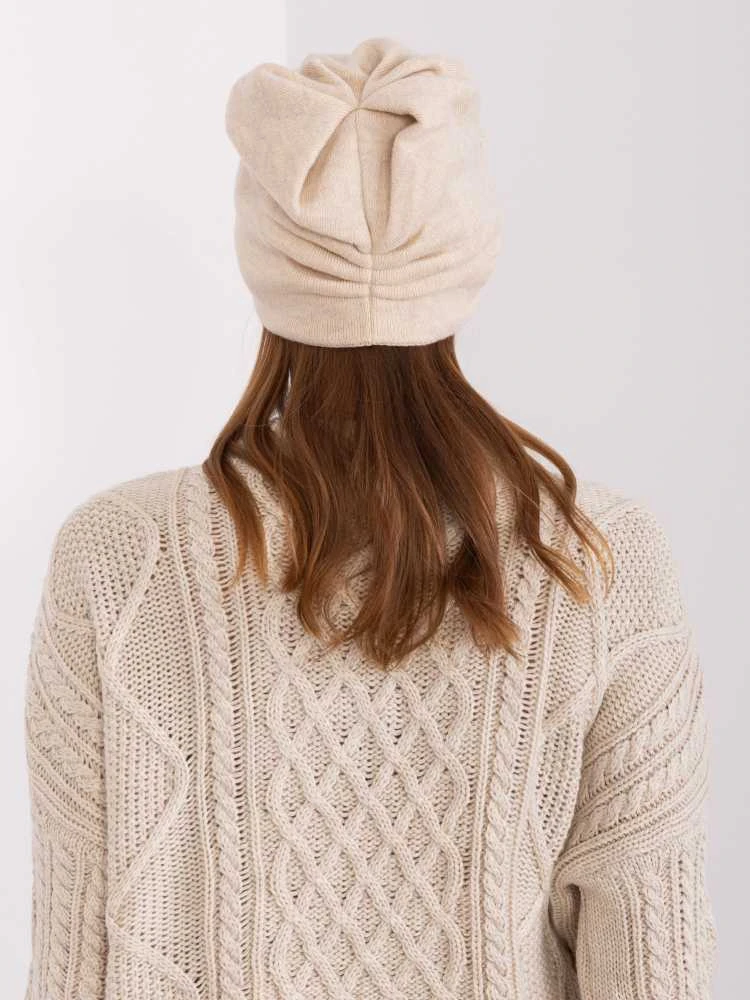 Kepurė Wool Fashion Italia Cap-AT-CZ-2329.79-smėlio spalvos
