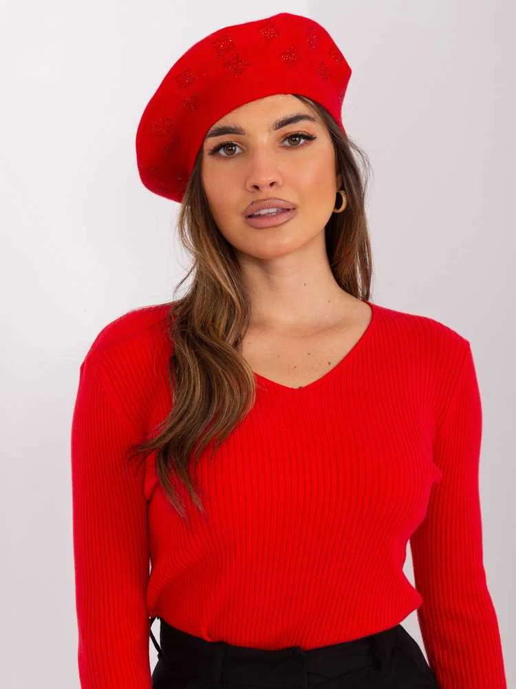 Kepurė Wool Fashion Italia Czapka-AT-CZ-2318.30-raudona