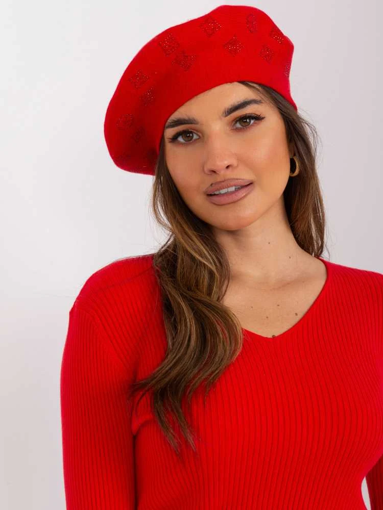 Kepurė Wool Fashion Italia Czapka-AT-CZ-2318.30-raudona