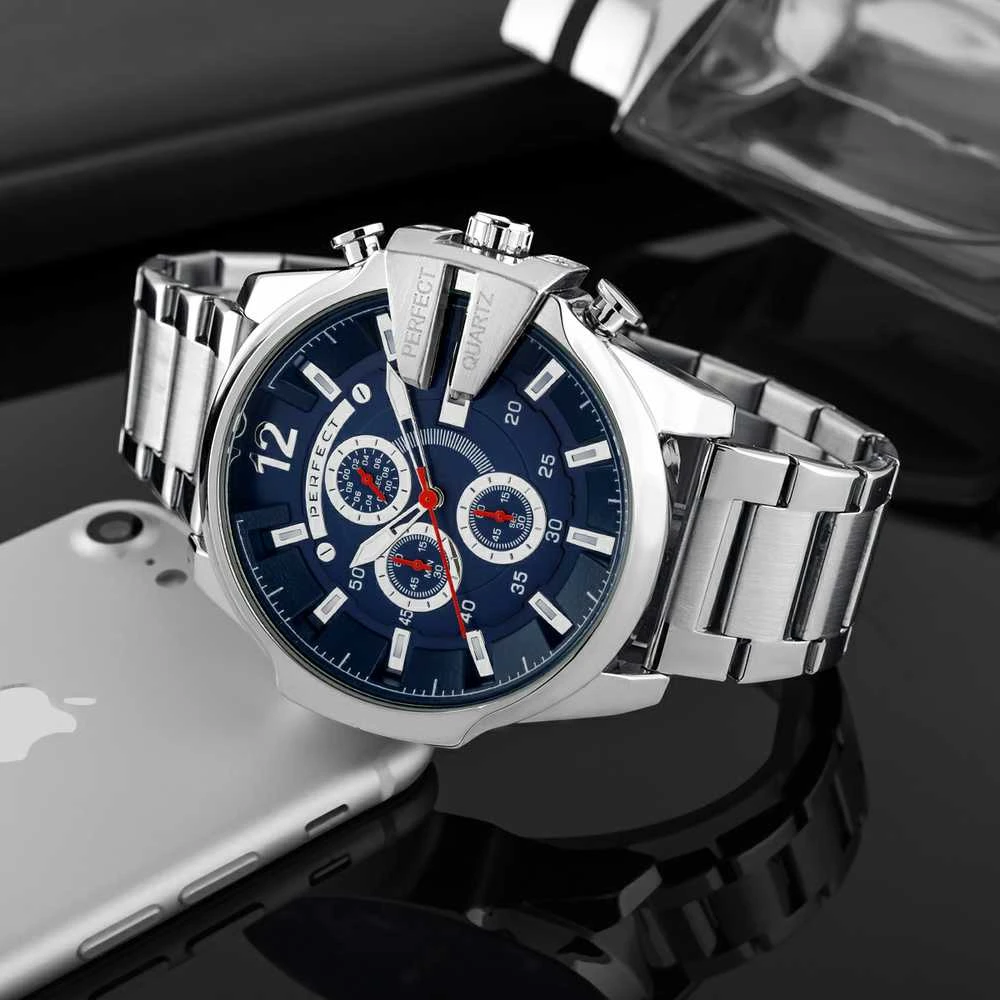 PERFECT VYRIŠKAS LAIKRODIS M513CH-04 - CHRONOGRAFAS (zp387d) + DĖŽUTĖ
