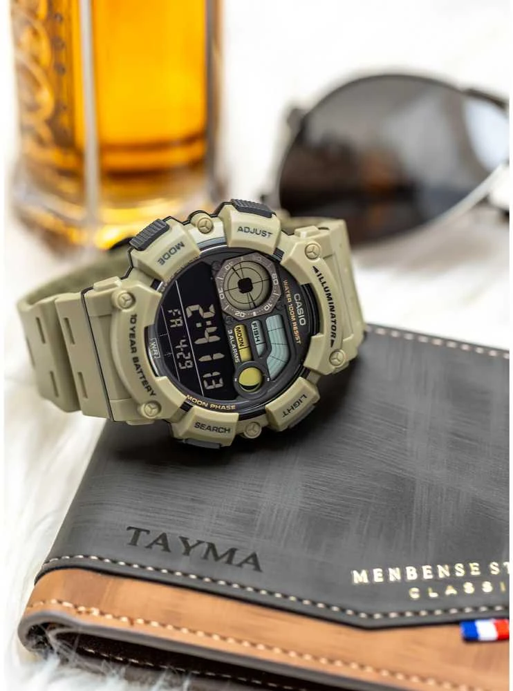 Vyriškas laikrodis CASIO Digital Moonphase WS-1500H-5B + BOX
